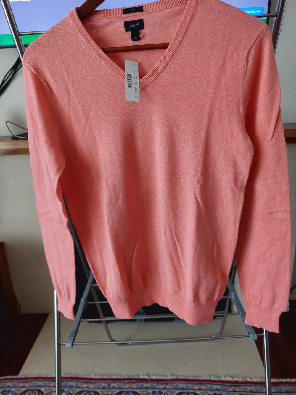 J. Crew Men’s V-Neck Sweater in Coral Pink